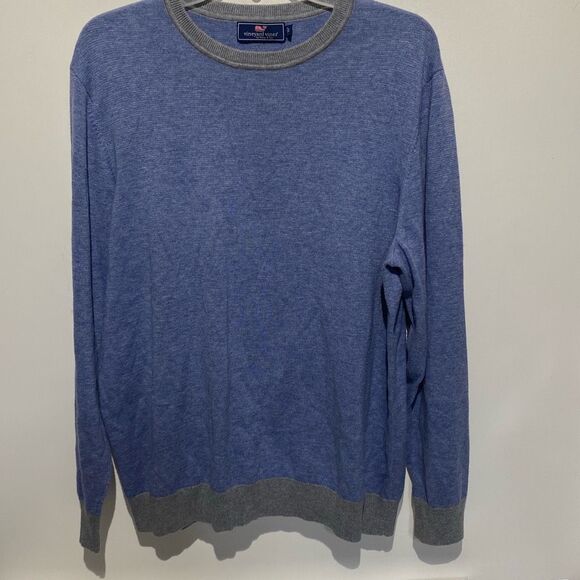 Vineyard Vines Men's Blue Gray Crew Neck Wool Blend Knit Pullover Sweater Large - Picture 3 of 12